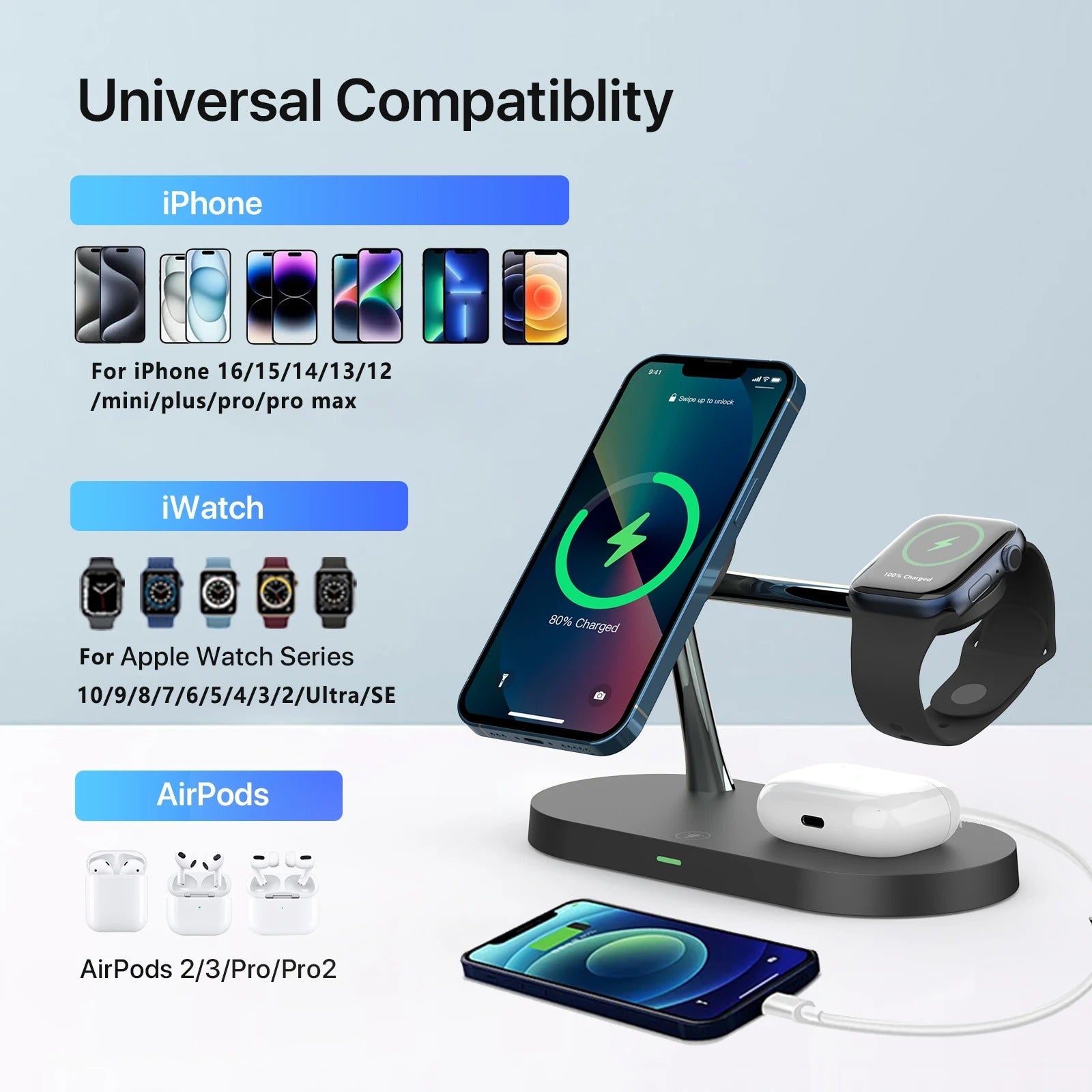 Multi charging dock, 3 in 1